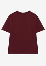 Prada Logo Embroidered Crewneck T-shirt Burgundy 3547BAAO15ZG/R_PRADA-F0399