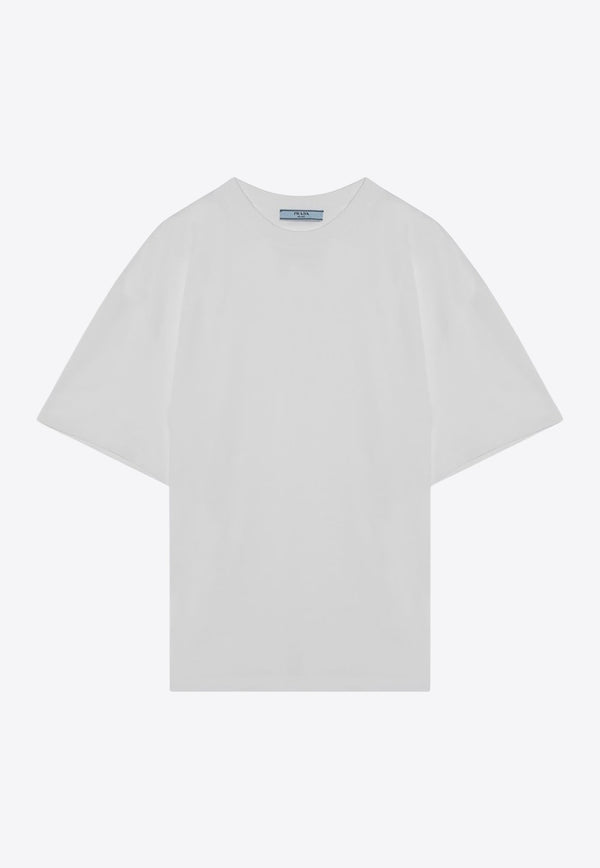 Prada Triangle Logo Crewneck T-shirt White 3556BOOO11CD/R_PRADA-F0009