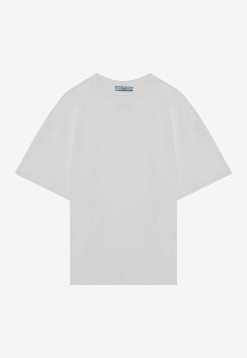 Prada Triangle Logo Crewneck T-shirt White 3556BOOO11CD/R_PRADA-F0009