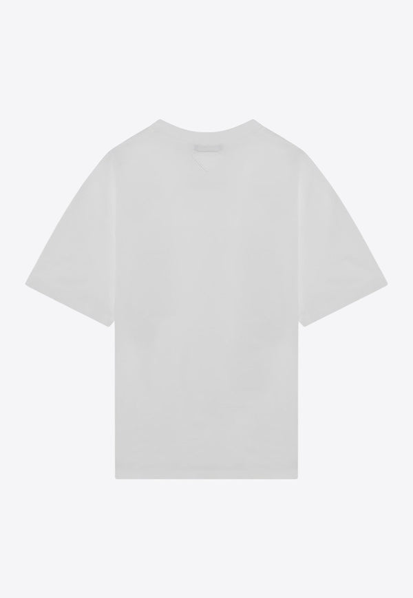 Prada Triangle Logo Crewneck T-shirt White 3556BOOO11CD/R_PRADA-F0009