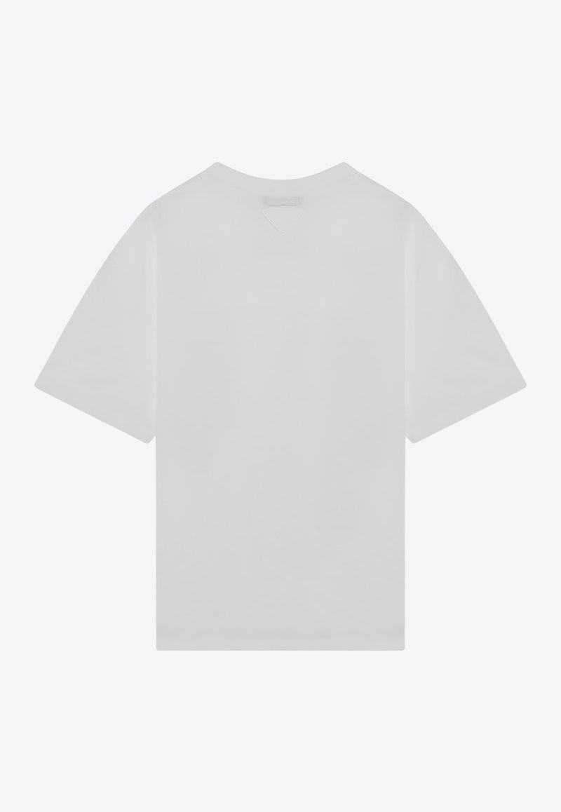 Prada Triangle Logo Crewneck T-shirt White 3556BOOO11CD/R_PRADA-F0009