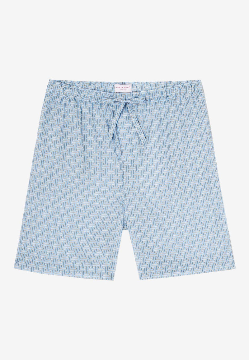 Derek Rose Ledbury Geometric Print Shorts Light Blue 3560-LEDB072BLUBLUE