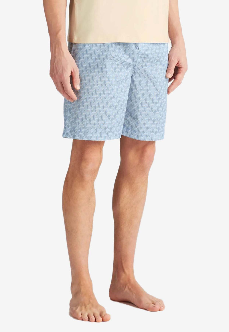 Derek Rose Ledbury Geometric Print Shorts Light Blue 3560-LEDB072BLUBLUE