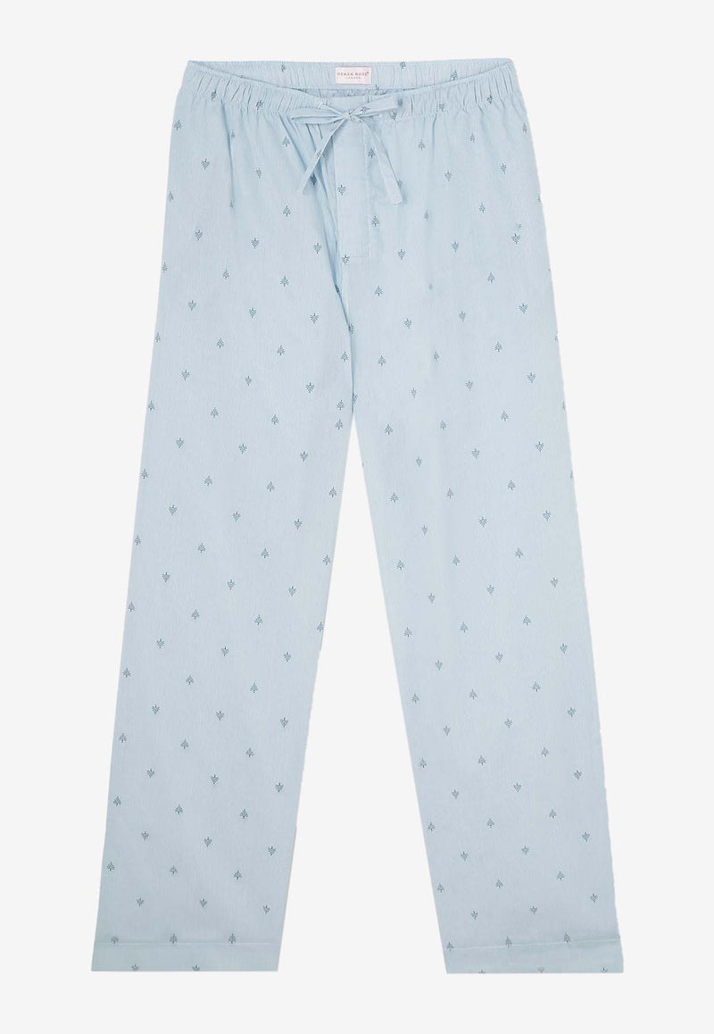 Derek Rose Nelson Printed Pajama Pants Light Blue 3564-NELS100BLUBLUE