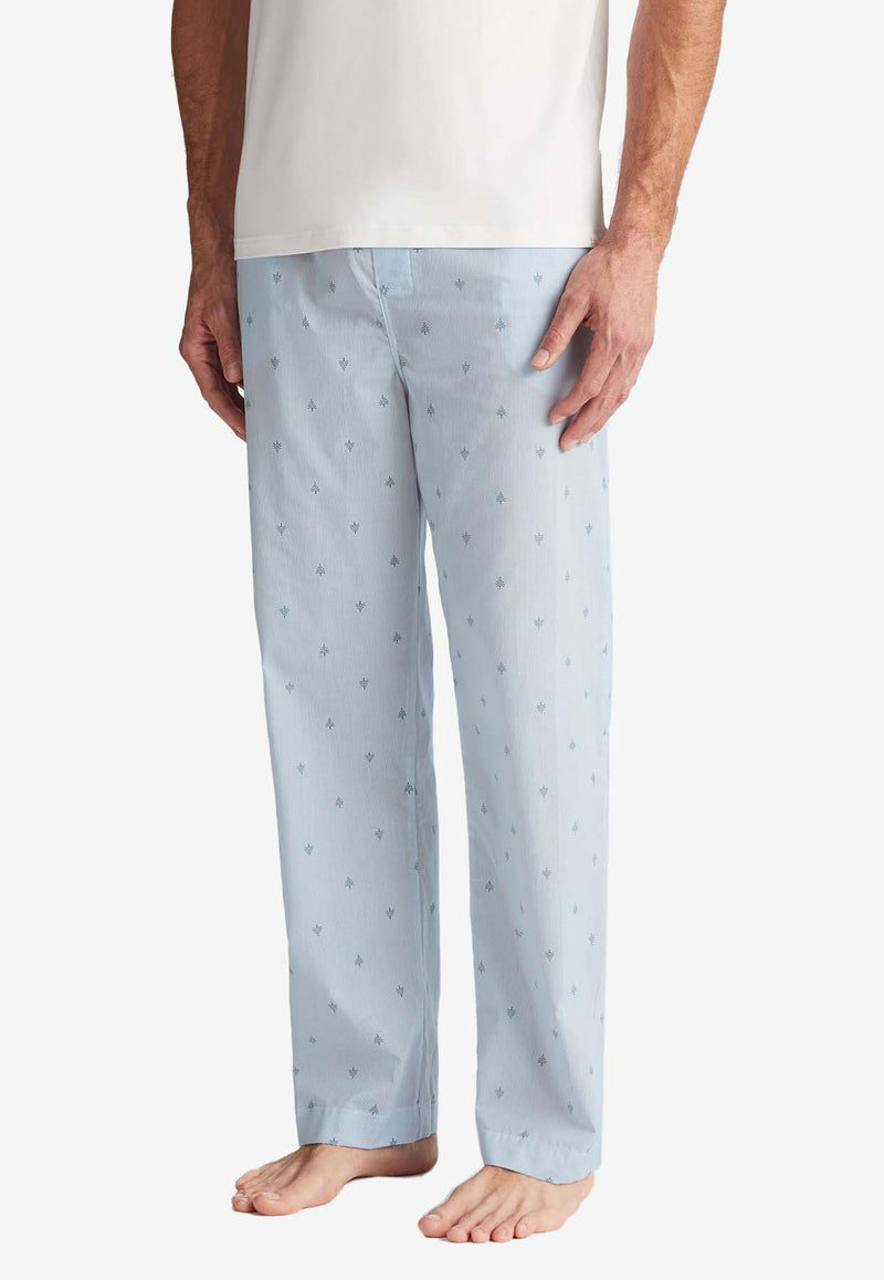 Derek Rose Nelson Printed Pajama Pants Light Blue 3564-NELS100BLUBLUE