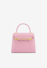 KWANPEN Raffles 1819 Croc-Embossed Leather Top Handle Bag Pink 3568_PINK