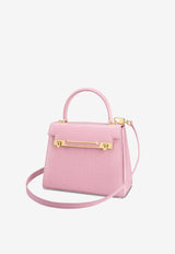KWANPEN Raffles 1819 Croc-Embossed Leather Top Handle Bag Pink 3568_PINK