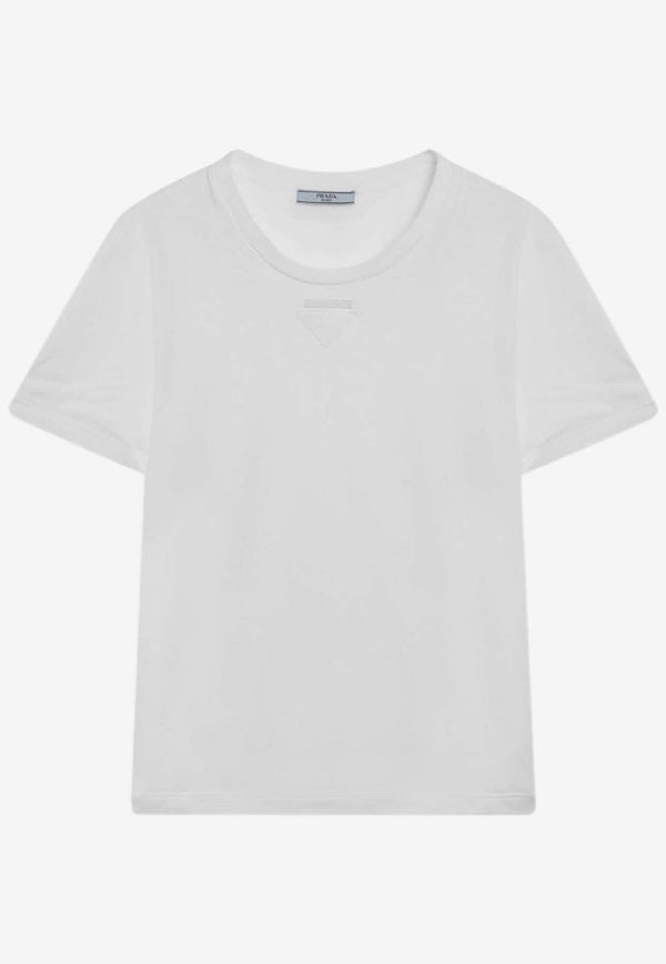 Prada Logo-Embroidered Crewneck T-shirt 3569BOOO18QZ/S_PRADA-F0009