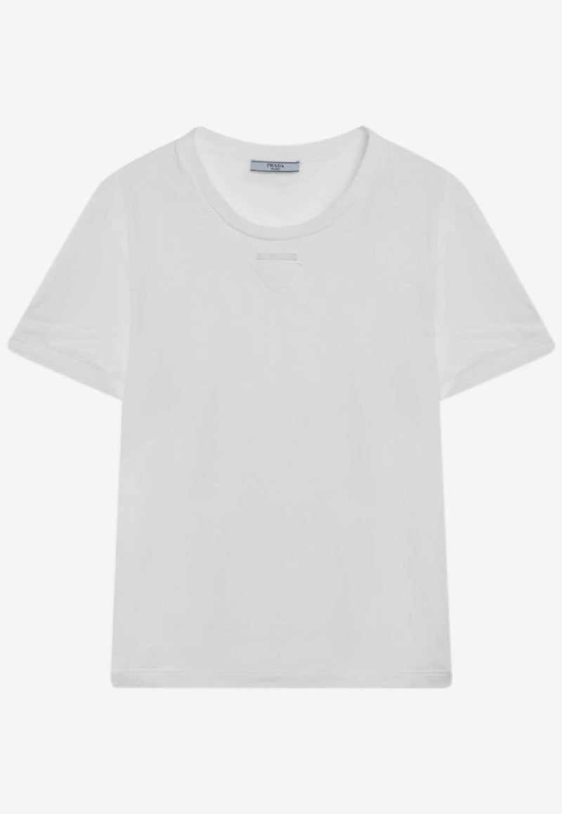 Prada Logo-Embroidered Crewneck T-shirt 3569BOOO18QZ/S_PRADA-F0009
