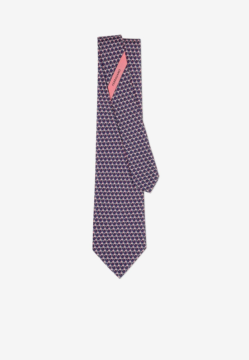 Salvatore Ferragamo Flamingo Print Silk Tie Blue 357392 CR 4 ESTER 774609 F NAVY/ROSA