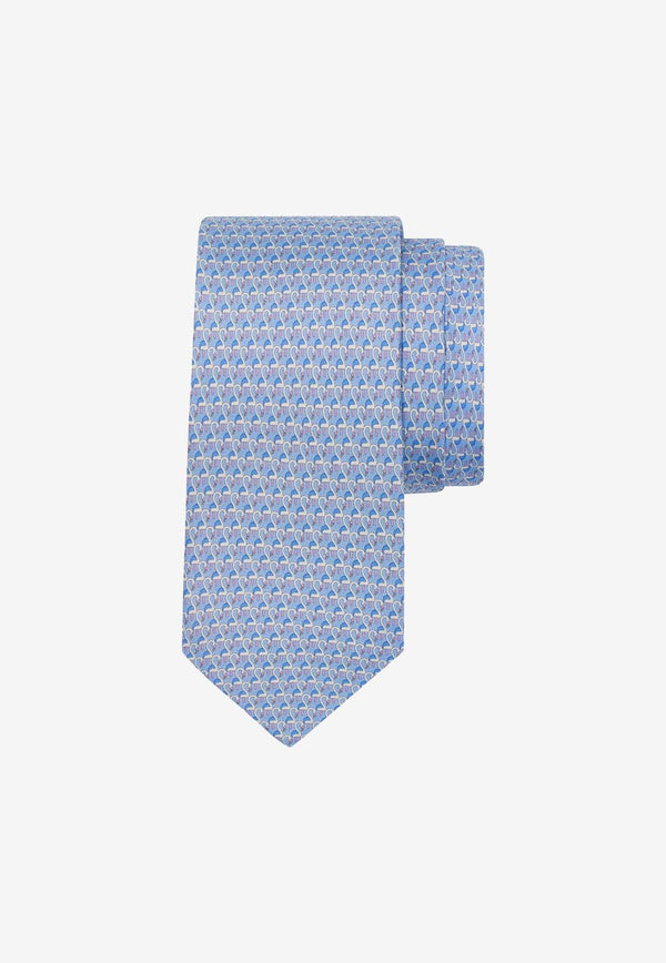 Salvatore Ferragamo Flamingo Print Silk Tie Light Blue 357392 CR 4 ESTER 774610 F AZZURRO