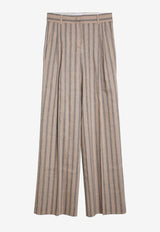 Quelledue Striped Linen and Wool Pants Multicolor 35750625/O_QUELD-40