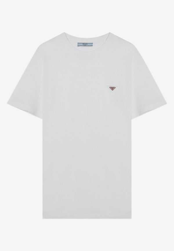 Prada Triangle Logo Crewneck T-shirt White 35838OOO15ZG/R_PRADA-F0009