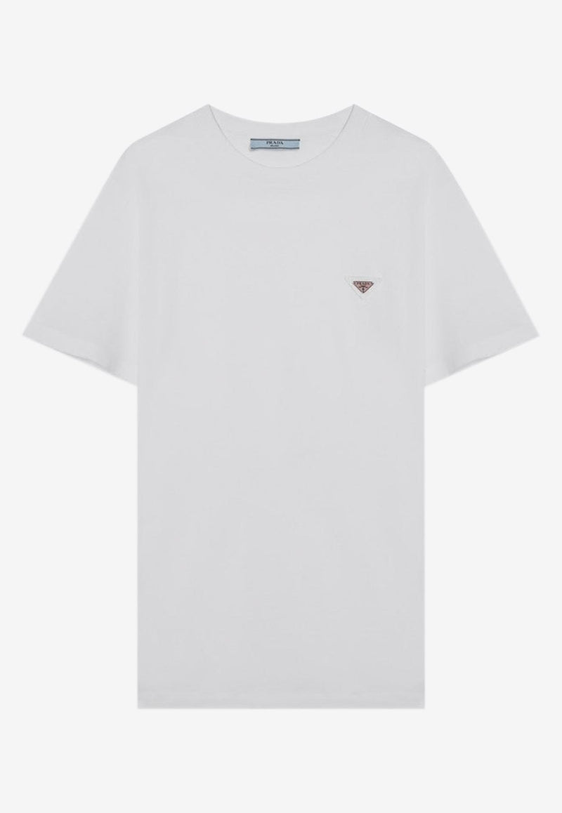 Prada Triangle Logo Crewneck T-shirt White 35838OOO15ZG/R_PRADA-F0009