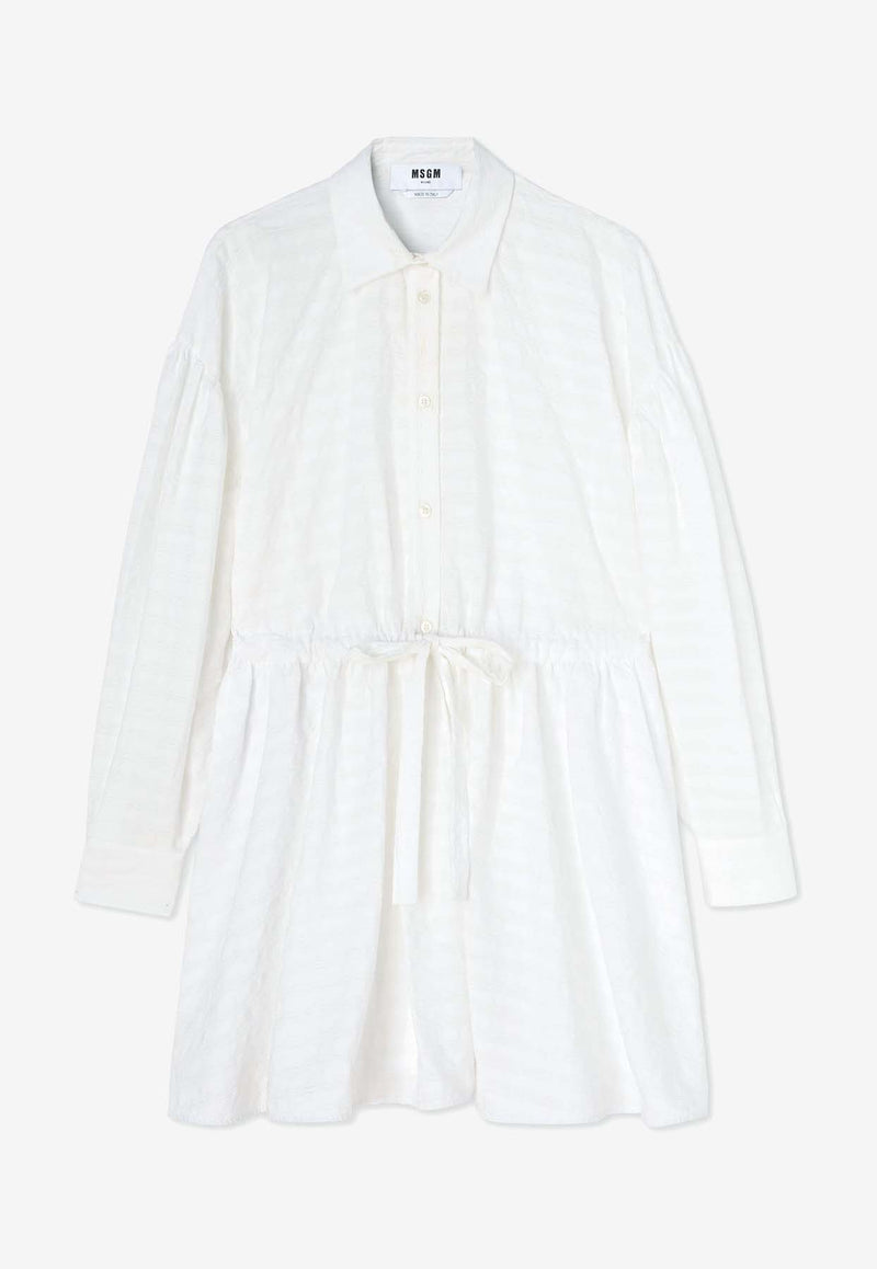 MSGM Seersucker Mini Shirt Dress White 3641MDA59247118WHITE