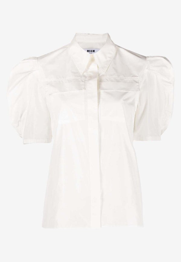 MSGM Puff-Sleeved Button-Up Shirt White 3641MDE23247109WHITE