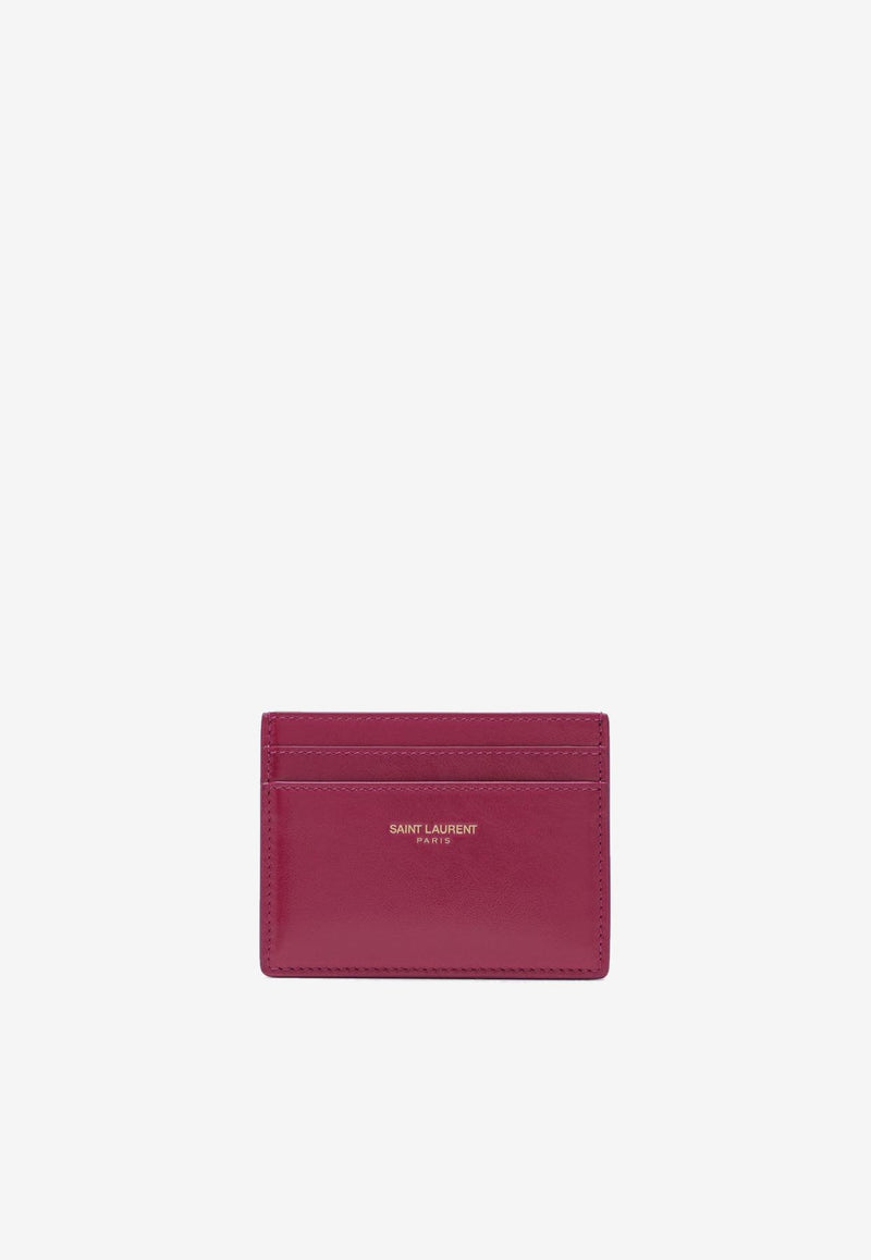 Saint Laurent Stamped Logo Leather Cardholder Fuchsia 370779AAE5K/R_YSL-5870