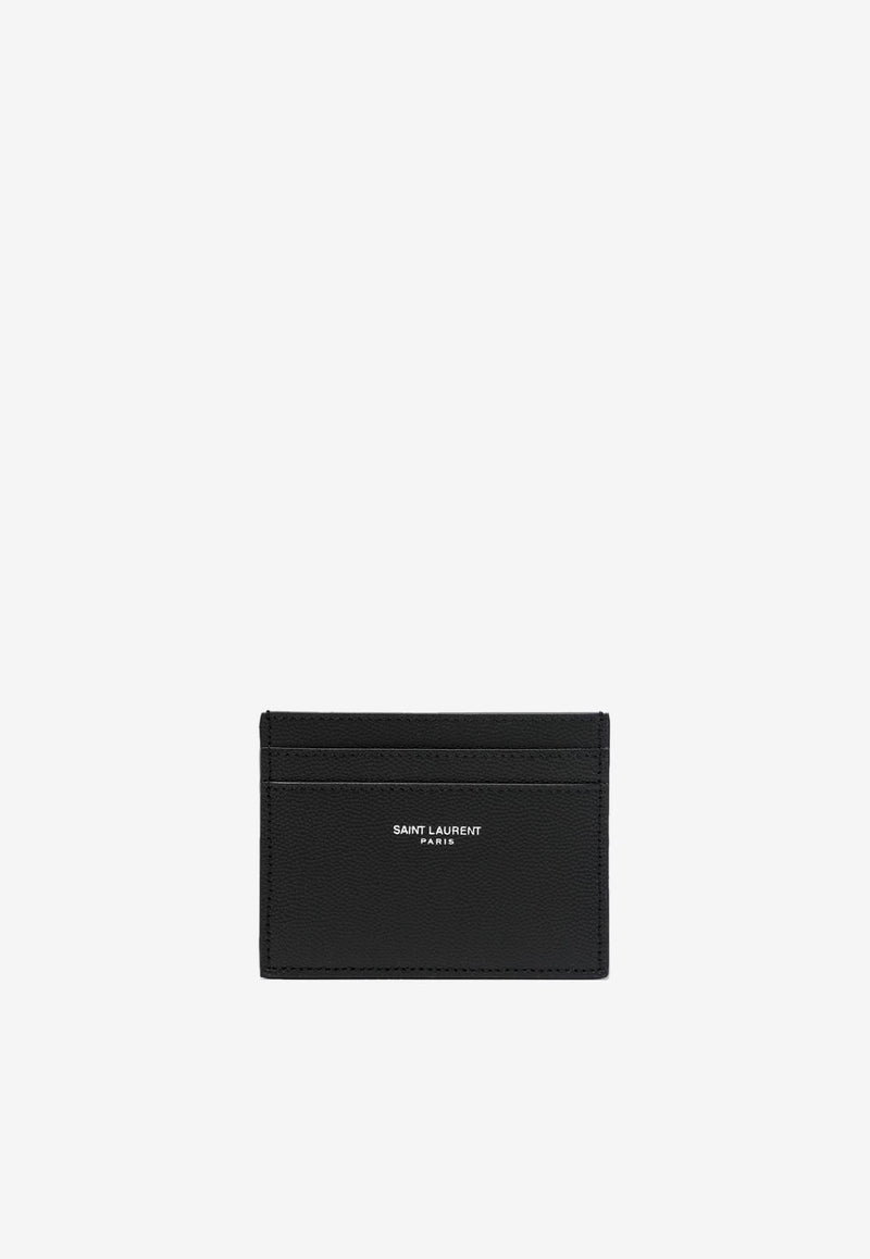 Saint Laurent Embossed Logo Leather Cardholder Black 375946BTY0N/R_YSL-1000
