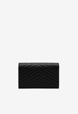 Saint Laurent Classic Cassandre Grained Leather Chain Clutch Black 377828BOW02/P_YSL-1000