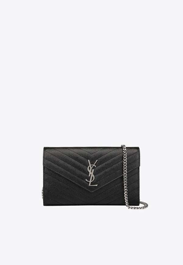 Saint Laurent Cassandre Quilted Leather Chain Clutch Black 377828BOW02/Q_YSL-1000