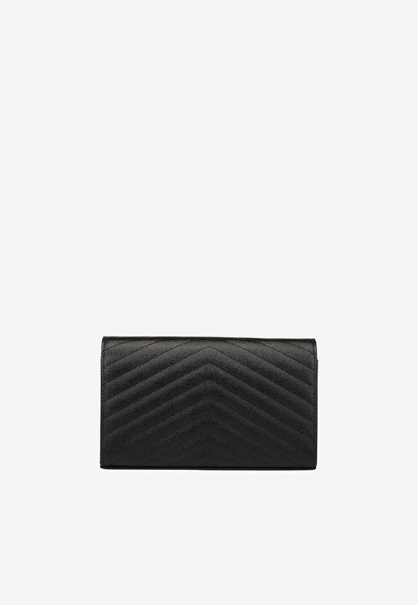 Saint Laurent Cassandre Quilted Leather Chain Clutch Black 377828BOW02/Q_YSL-1000