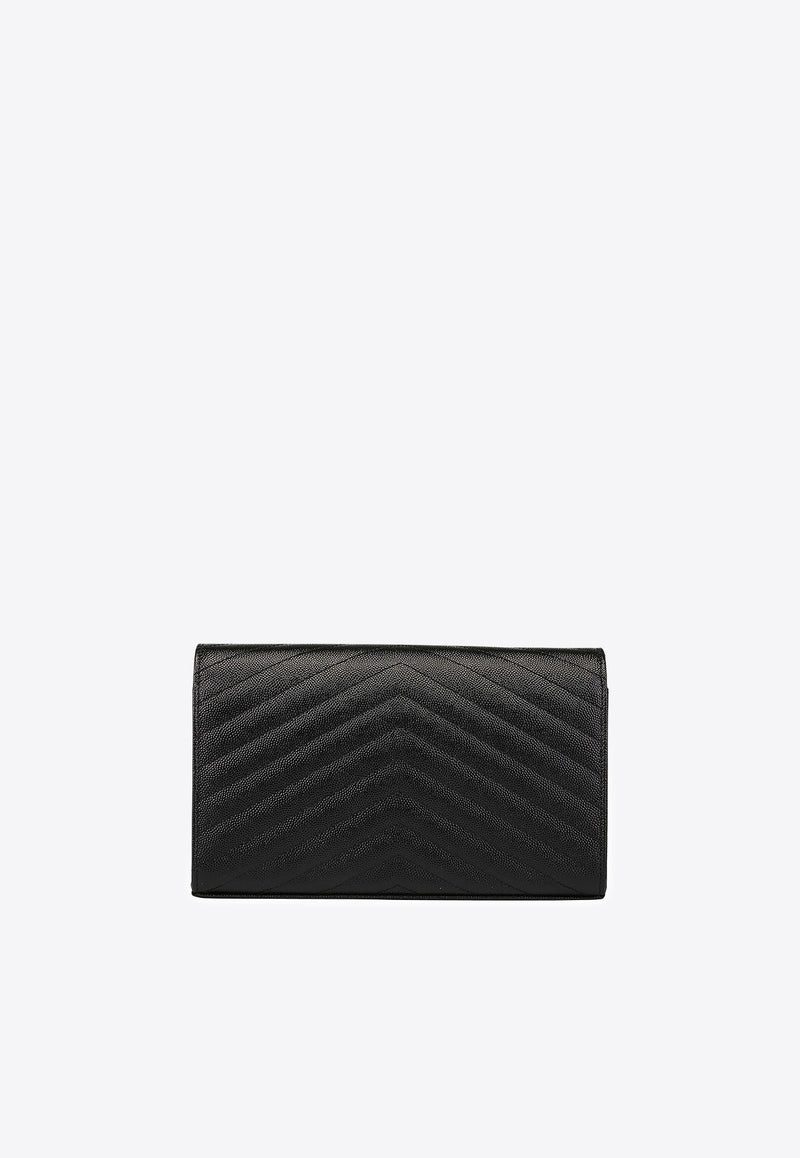 Saint Laurent Cassandre Quilted Leather Chain Clutch Black 377828BOW02/Q_YSL-1000