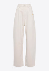 ALÉMAIS Sylvie Bead-Appliqué Straight Jeans White 3781PCREAM