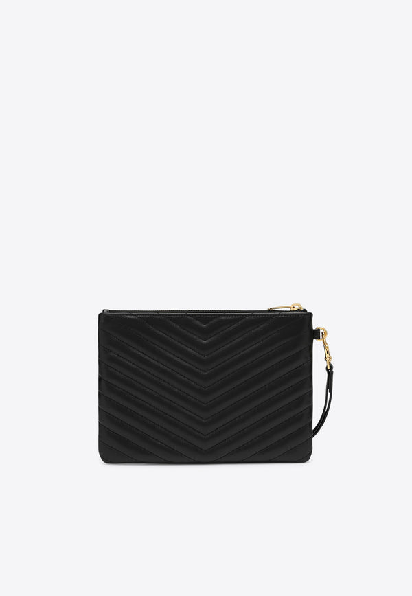 Saint Laurent Quilted Leather Zip Pouch Black 379039CWU01/P_YSL-1000