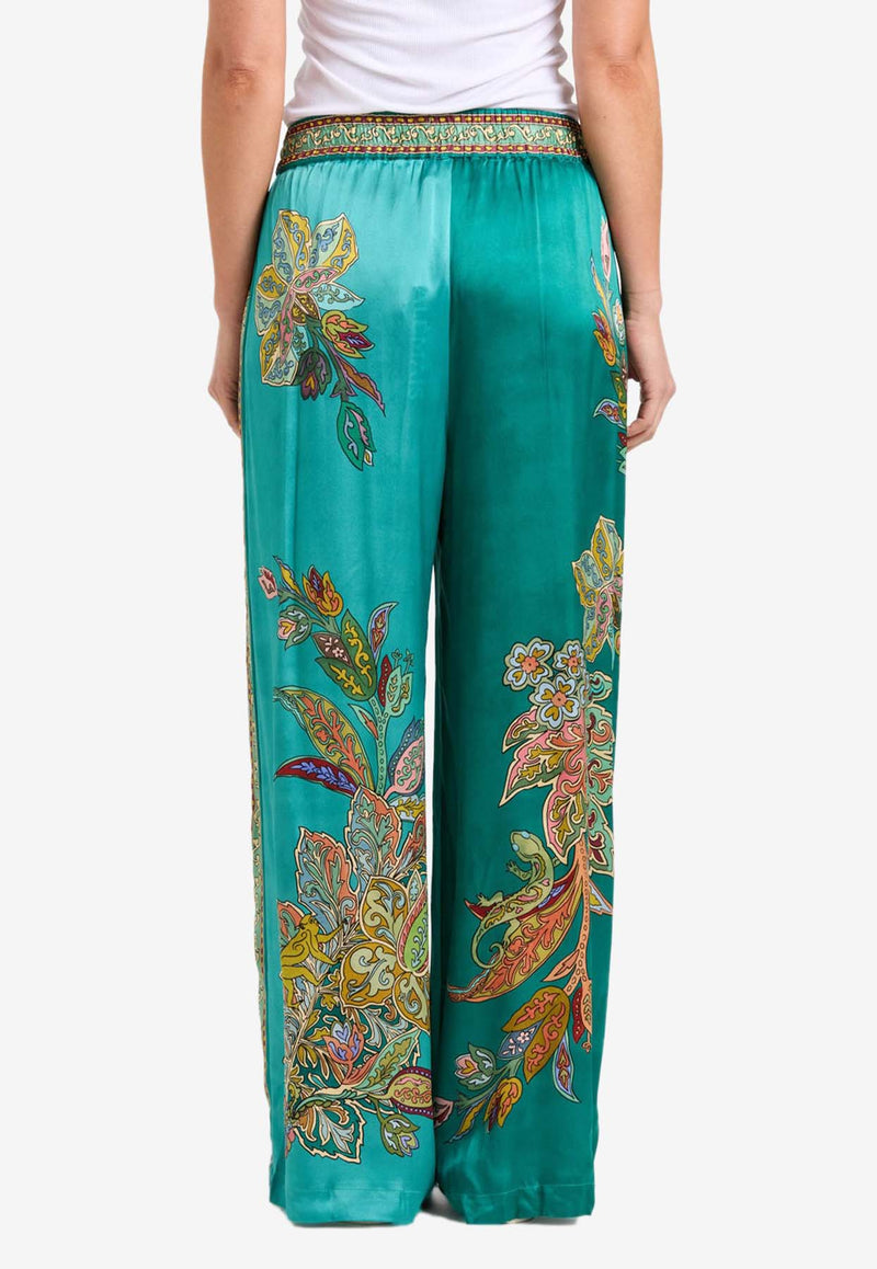 ALEMAIS Franca Printed Silk Pants Blue 3799PBLUE