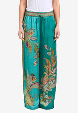 ALEMAIS Franca Printed Silk Pants Blue 3799PBLUE