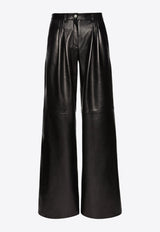 Magda Butrym Wide-Leg Tailored Leather Pants Black 389924BLACK