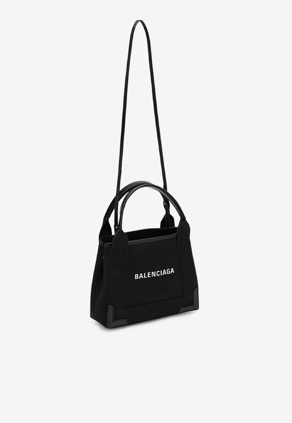 Balenciaga XS Cabas Logo Print Top Handle Bag Black 3903462HH3N/P_BALEN-1000