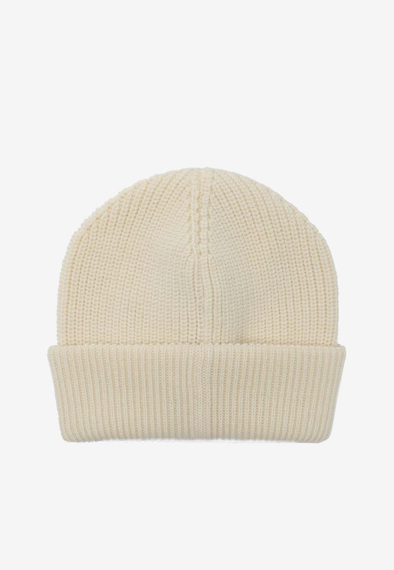 Moncler Logo Patch Wool Beanie White 3B000-19M1282/P_MONCL-034