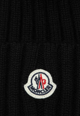 Moncler Logo Patch Pom Pom Beanie Black 3B000-27M1131/P_MONCL-999