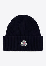 Moncler Logo Patch Rib Knit Beanie Navy 3B000-66M1127/P_MONCL-742