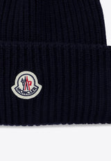 Moncler Logo Patch Rib Knit Beanie Navy 3B000-66M1127/P_MONCL-742