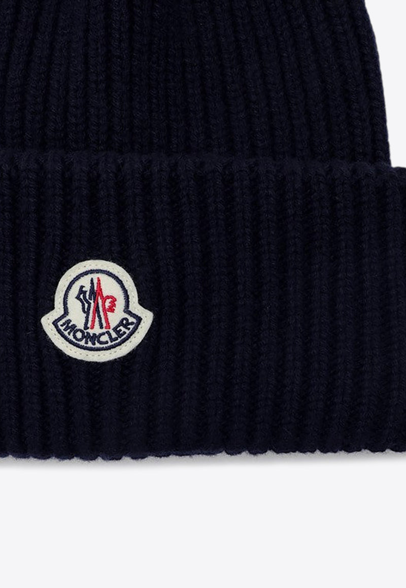 Moncler Logo Patch Rib Knit Beanie Navy 3B000-66M1127/P_MONCL-742