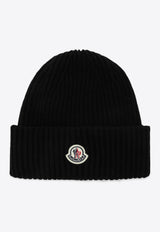 Moncler Logo Patch Rib Knit Beanie Black 3B000-66M1127/P_MONCL-999