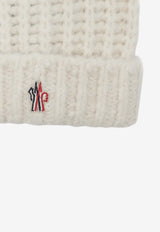 Moncler Grenoble Logo Patch Knitted Beanie White 3B00001M5381/R_MONGR-04A