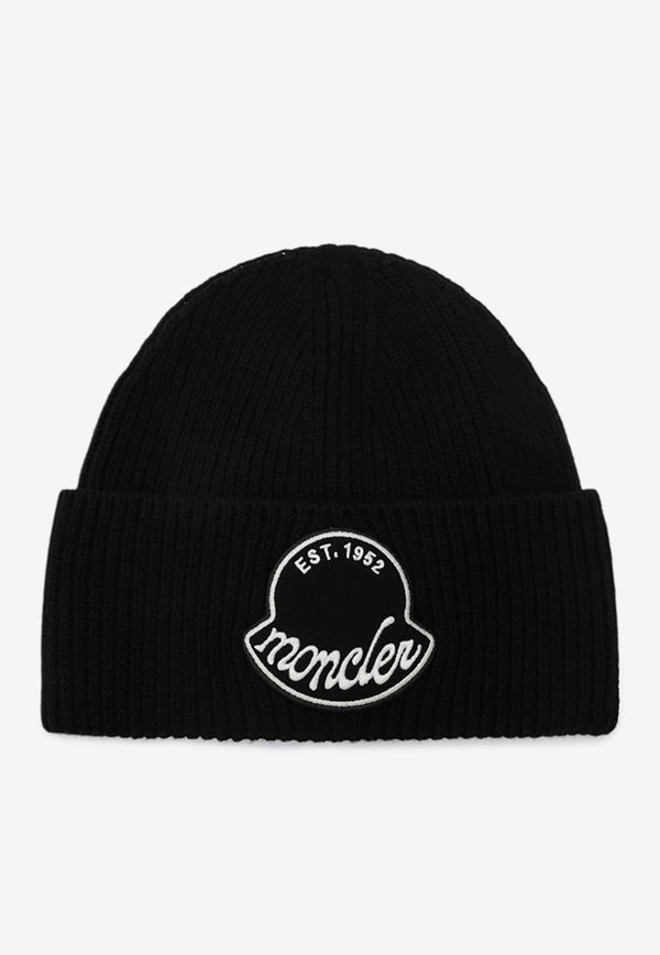 Moncler Logo Embroidered Wool Beanie Black 3B00029M1242/R_MONCL-999