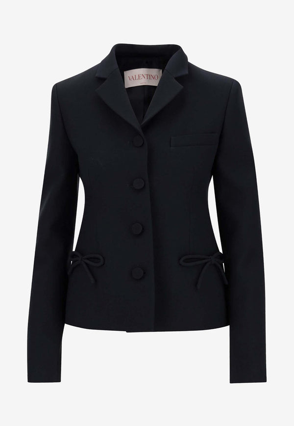 Valentino Single-Breasted Crepe Couture Blazer Navy 3B3CE3851CF 598