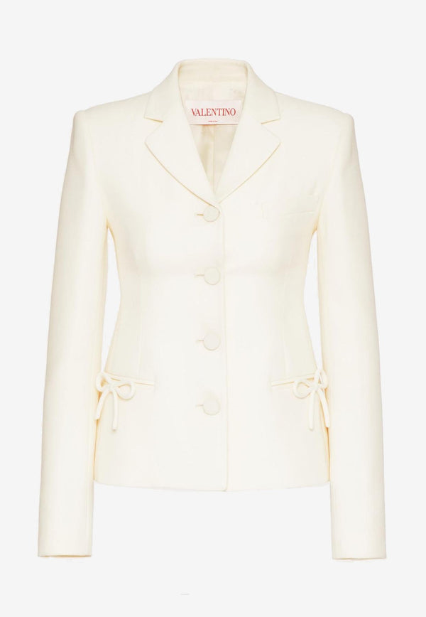 Valentino Single-Breasted Crepe Couture Blazer Ivory 3B3CE3851CF A03