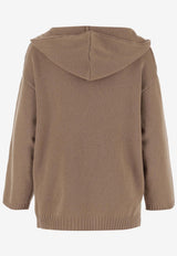 Valentino VGold Knitted Cashmere Sweater with Hood Beige 3B3KC47W82W 954