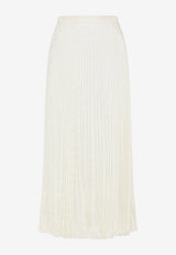 Valentino Iconographe Jacquard Pleated Midi Skirt Ivory 3B3RAA907TK A03