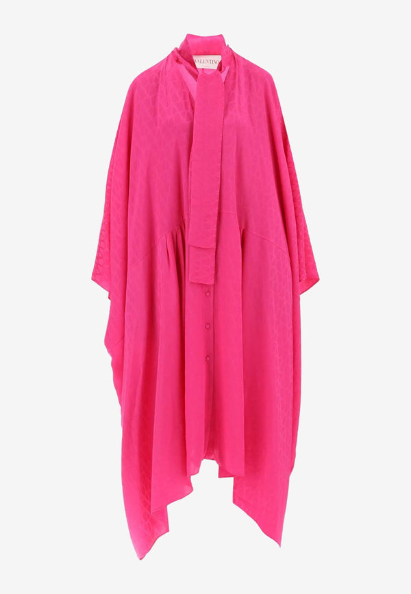 Valentino Iconographe Crepe De Chine Kaftan Dress Pink 3B3VA4T07TK UWT