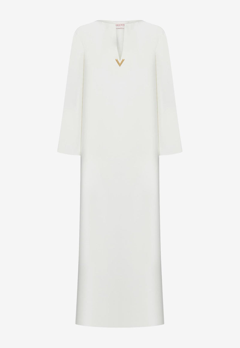 Valentino Cady Couture Kaftan Dress with V Detail Ivory 3B3VA5G51MM A03