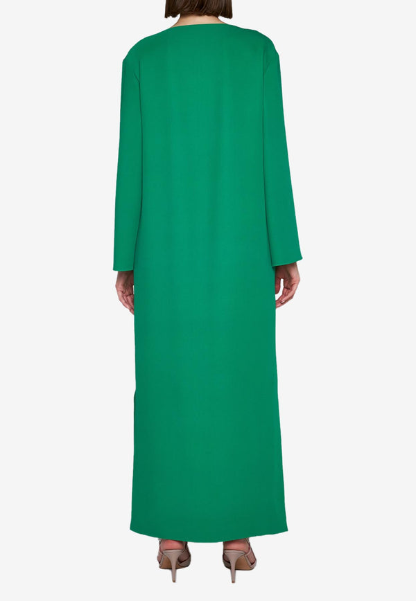Valentino Cady Couture Kaftan Dress with V Detail Green 3B3VA5G51MM Z42