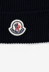 Moncler Logo Patch Wool Beanie Blue 3B705-00A9342/P_MONCL-742