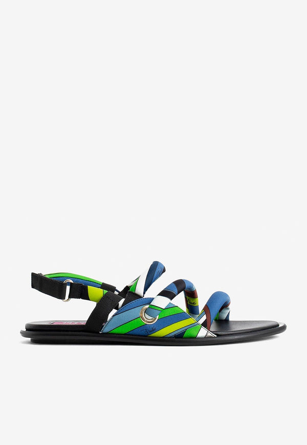 Emilio Pucci Lee Iride-Print Padded Sandals Multicolor 3RCA70 3R855 048