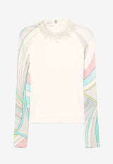 Pucci Fiamme Print Long-Sleeved Top 3RJM42 3R643 100 Ivory